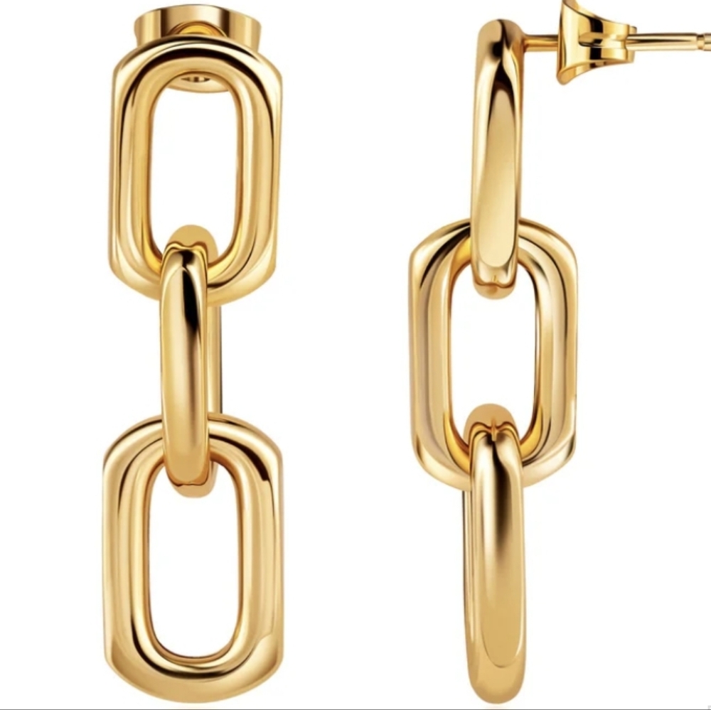 Barzel Gold Plated Chained Earrings